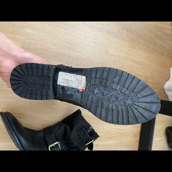 ZARA LEATHER BIKER BOOTS 7.5 - Picture 4 of 6